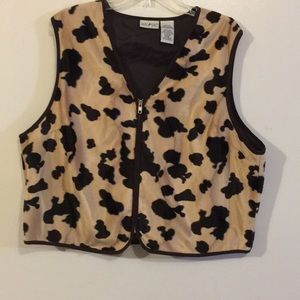 Women’s Brown & Tan Vest zip-Up Sz XL Excel cond❤️
